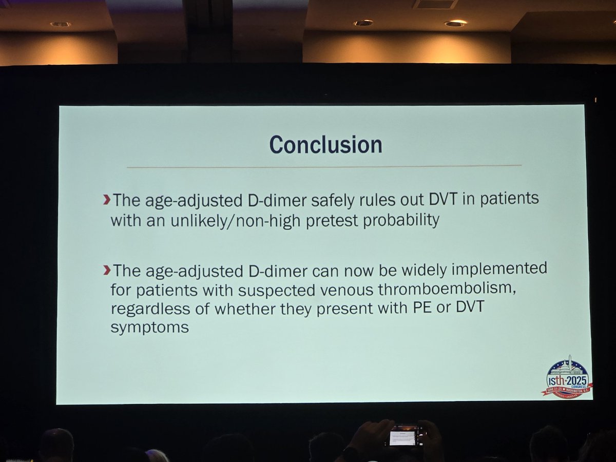 GuillaumeRobMD's tweet image. D-dimères ajustés pour l’âge à appliquer dans la stratégie diagnostique des TVP. Étude Adjust-DVT
#ISTH2025