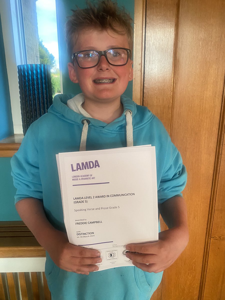 Congratulations to Freddie in Year 7 who was recently awarded a distinction for his LAMDA speaking verse and prose grade 5. This is a brilliant achievement at age 11.

#LAMDA #PerformingArts #CelebratingSuccess