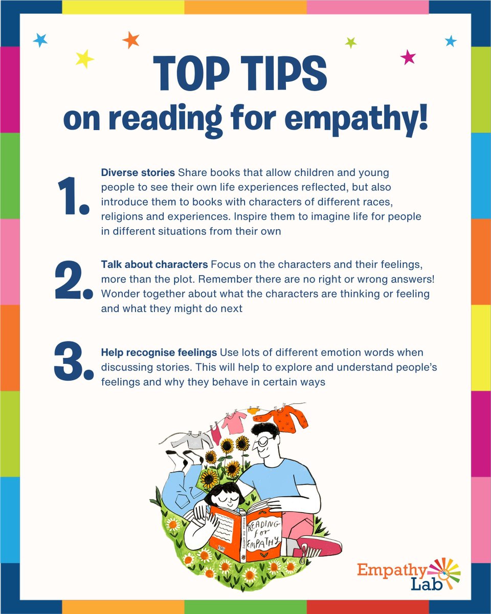 EmpathyLabUK's tweet image. 🌈 Jump into someone else’s story this pride month! Be inspired by these recommended stories, use our top tips to read for empathy, or watch LBTQ+ author & activist Sarah Hagger-Holt as she dives into stories with Ashley Hickson-Lovence in an empathy chat. 📚