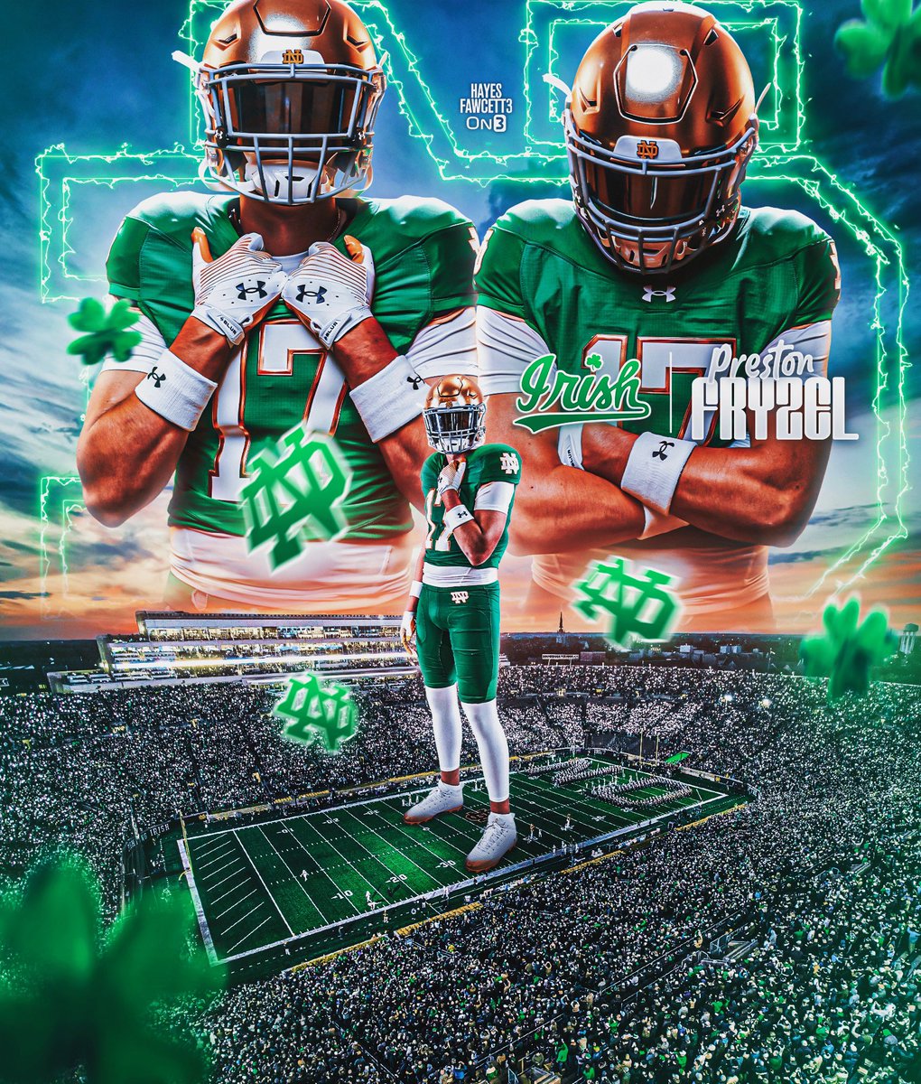 BREAKING: Class of 2026 TE Preston Fryzel has Committed to Notre Dame, he tells me for @on3recruits

The 6’4 220 TE from Toledo, OH chose the Fighting Irish over Iowa &amp; Miami

“The Golden Standard chose me, South Bend I’m Home Go Irish !! ☘️☘️”

on3.com/db/preston-fry…