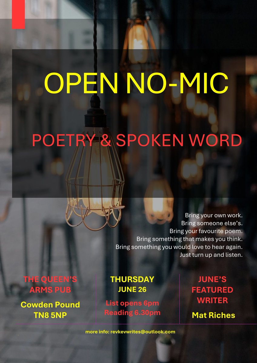 revkevwrites's tweet image. This Thursday in Cowden Pound.
Guest reader @matriches