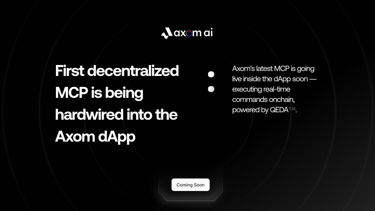 Next MCP: Decentralized 🔗

Our Decentralized #MCP is coming up next.
Trustless. Scalable. Autonomous by default.

This is a big step toward fully modular, distributed #AI infrastructure.

🔍 Stay tuned – major catalysts are just around the corner.

🌐axomai.io
🖥