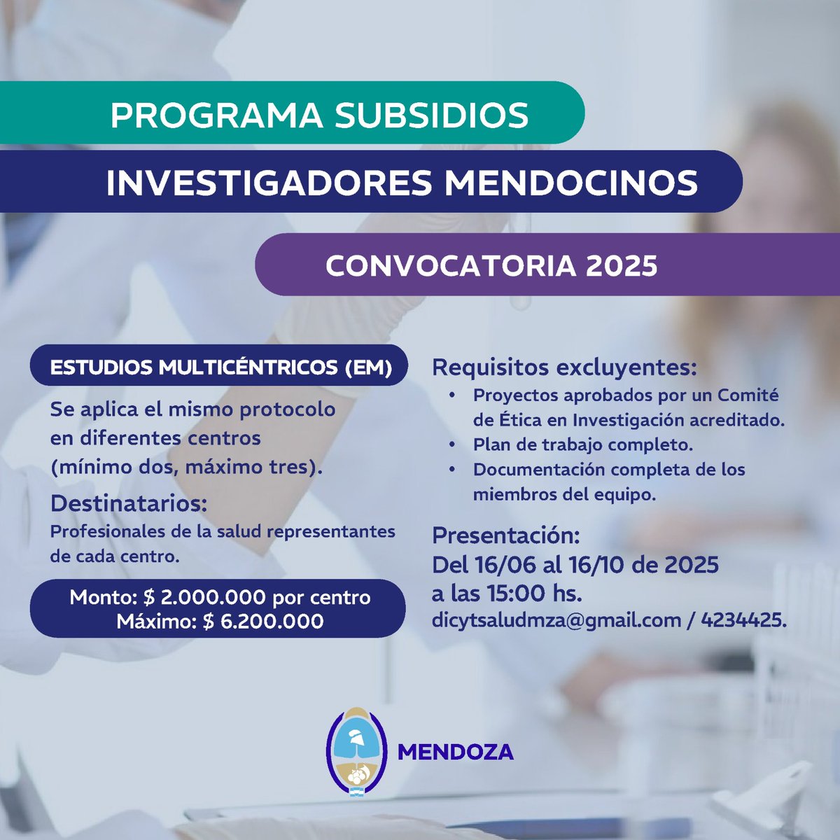 🧑🏻‍💻 Salud inicia la convocatoria anual para Proyectos de Investigación en Salud Pública

El período para la elaboración y presentación de propuestas se extiende hasta el 16 de octubre de 2025. Los proyectos deberán estar en concordancia con las líneas temáticas definidas por el