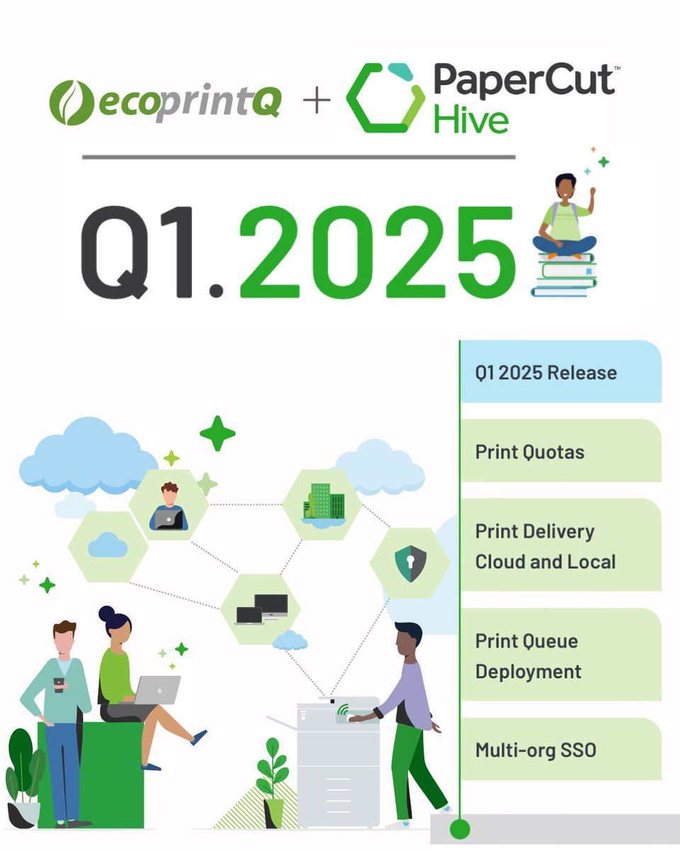 ecoprintQ's tweet image. The PaperCut Hive Q1 2025 updates are here and they’re already making a big impact.

If you missed what rolled out earlier this year, now’s the time to catch up!
📩 Want to see Hive in action? Contact your Channel Manager or visit ecoprintq.com

#PaperCutHive #ecoprintQ