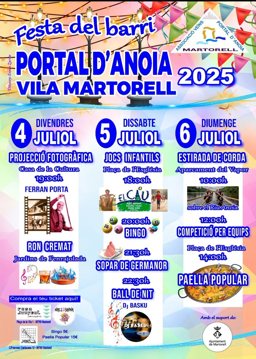 Aquest tercer any ho em de petar amics. Tots a una. Apostem pel nostre barri de Portal d'Anoia. Seguiu així.