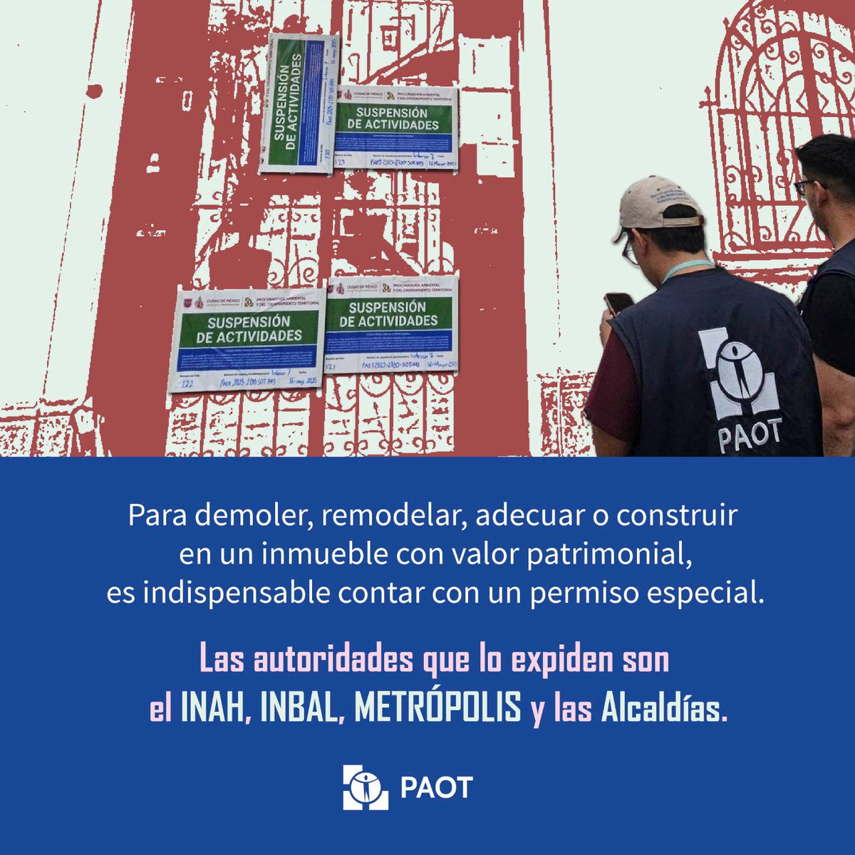 Autoridades como el INAH, INBAL Metrópolis y las distintas alcaldías, son las encargadas de expedir permisos especiales para cualquier intervención en un inmueble catalogado.  👉🏽 Conoce más información en nuestro micrositio: goo.su/At9bU