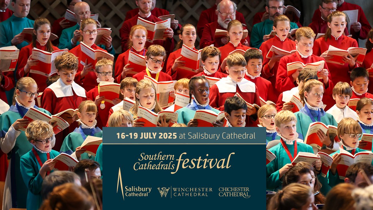 🎶 The Southern Cathedrals Festival is coming to Salisbury from 16–19 July 2025 

The choirs of Chichester, Salisbury, and Winchester Cathedrals will unite at Salisbury Cathedral for a celebration of choral and organ music.
 
Book your tickets: bit.ly/3TpFtpX