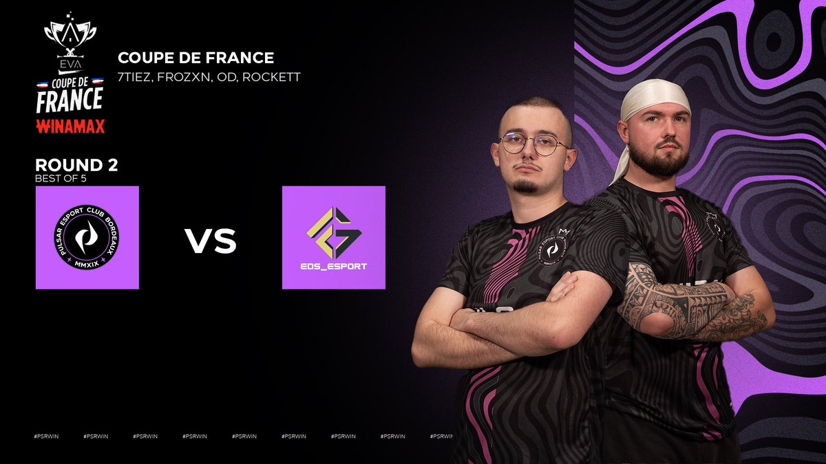 PULSAR (@pulsaresport) on Twitter photo ⏱️ Le compte à rebours est lancé !
J-1 avant le round 2 des Playoffs de la EVA Coupe de France Winamax !
On vous attend nombreux demain soir à 21h pour le match contre la team <a href="/EDS_esport/">EDS Esport</a> 🔥
On compte sur vous 🫵🏻
📺 : twitch.tv/mgg_fr
#PSRWIN 💜🤍 ⏱️ Le compte à rebours est lancé !
J-1 avant le round 2 des Playoffs de la EVA Coupe de France Winamax !
On vous attend nombreux demain soir à 21h pour le match contre la team <a href="/EDS_esport/">EDS Esport</a> 🔥
On compte sur vous 🫵🏻
📺 : twitch.tv/mgg_fr
#PSRWIN 💜🤍