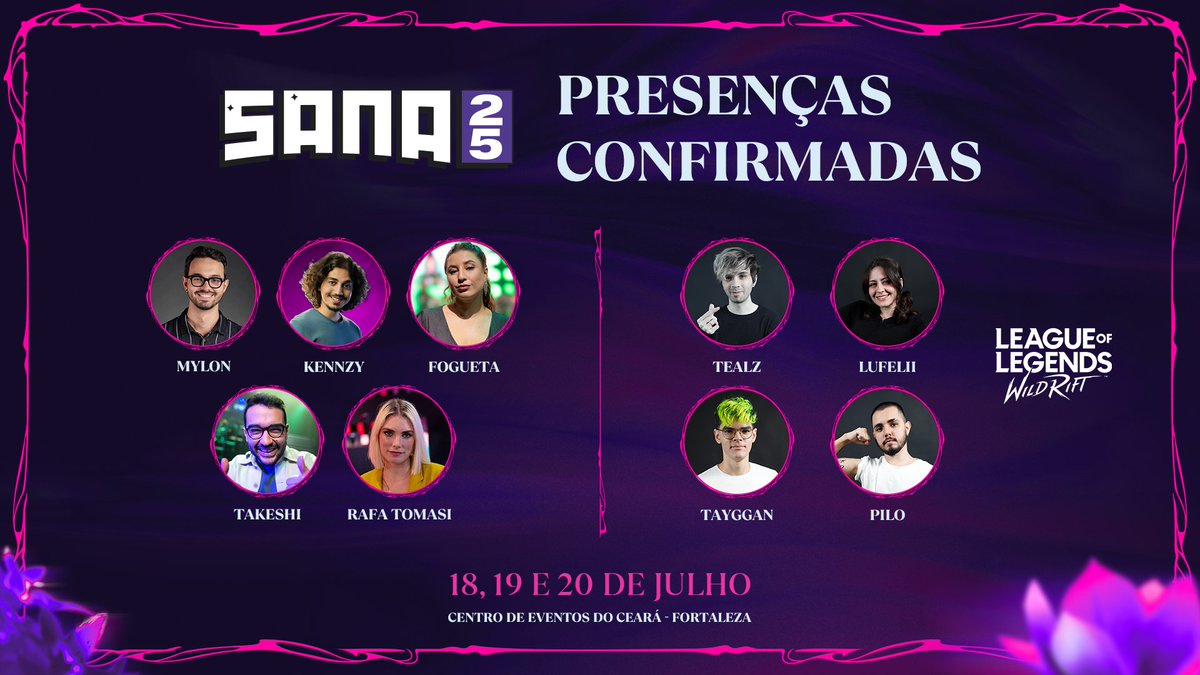 Fortaleza, estamos chegando no SANA 2025!

Seu encontro tá confirmado com <a href="/mylonzete/">Mylon</a>, <a href="/kennzy/">Markin</a>, <a href="/mariafogueta/">FOGUETA #LTASul</a>, <a href="/takeshilol1/">takeshi</a>, <a href="/rafaelatomasi/">Rafaela Tomasi #LTA #LTASUL</a>, @tealzlol, <a href="/lufelii_/">lu</a>, <a href="/tayggan/">Tay</a> e @piloniten.

Mais informações sobre as ativações do nosso estande em breve 👊