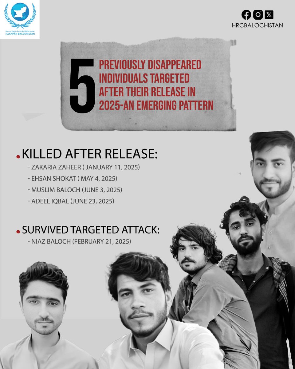 Adeel Iqbal, a resident of Apsar in Turbat, was forcibly disappeared by the Frontier Corps on March 8, 2023, from the Turbat area of district Kech. After spending 363 days in the custody of security forces, he was eventually released on March 5, 2024.

Today, on June 23, 2025,