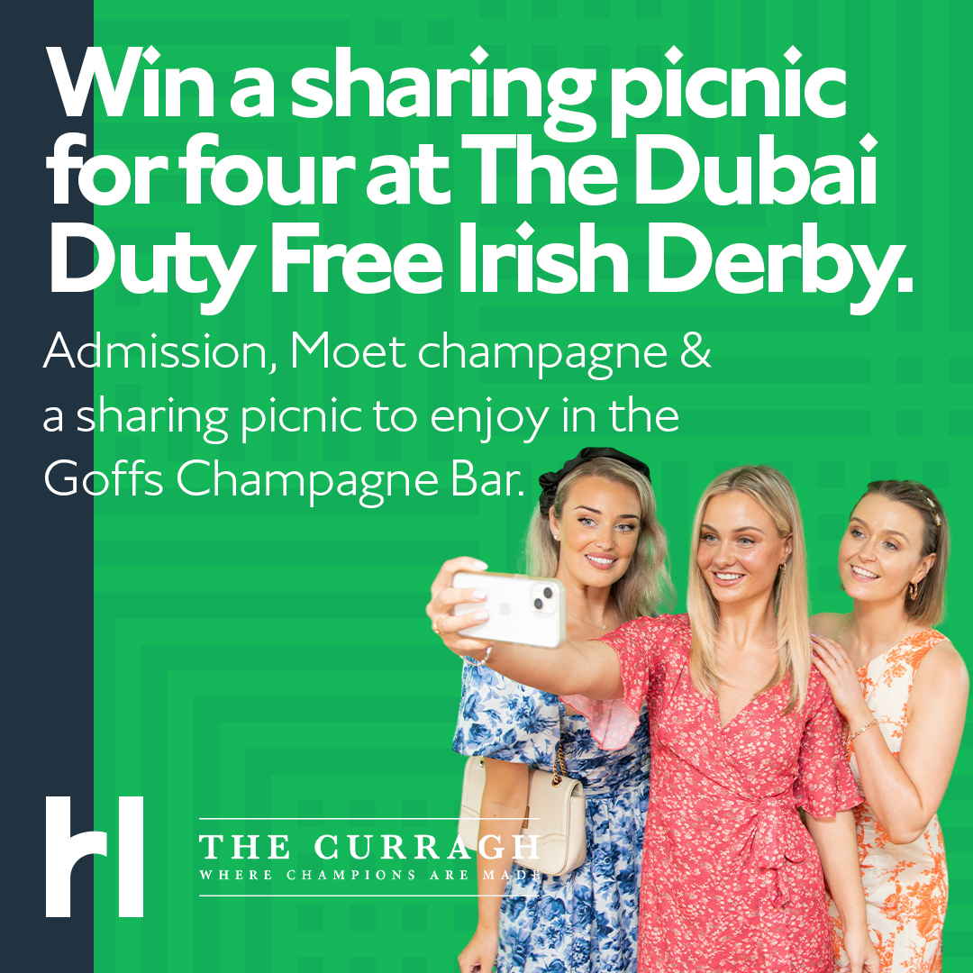 Horse Racing Ireland (@hriracing) on Twitter photo The Dubai Duty Free Irish Derby takes place <a href="/curraghrace/">The Curragh Racecourse</a> next weekend and we have an exciting giveaway for one lucky winner!
WIN a sharing picnic for four people with a bottle of Moet Champagne in the Goffs Chanpagne Bar 🐎🍾
Enter Here brnw.ch/21wTCaf The Dubai Duty Free Irish Derby takes place <a href="/curraghrace/">The Curragh Racecourse</a> next weekend and we have an exciting giveaway for one lucky winner!
WIN a sharing picnic for four people with a bottle of Moet Champagne in the Goffs Chanpagne Bar 🐎🍾
Enter Here brnw.ch/21wTCaf
