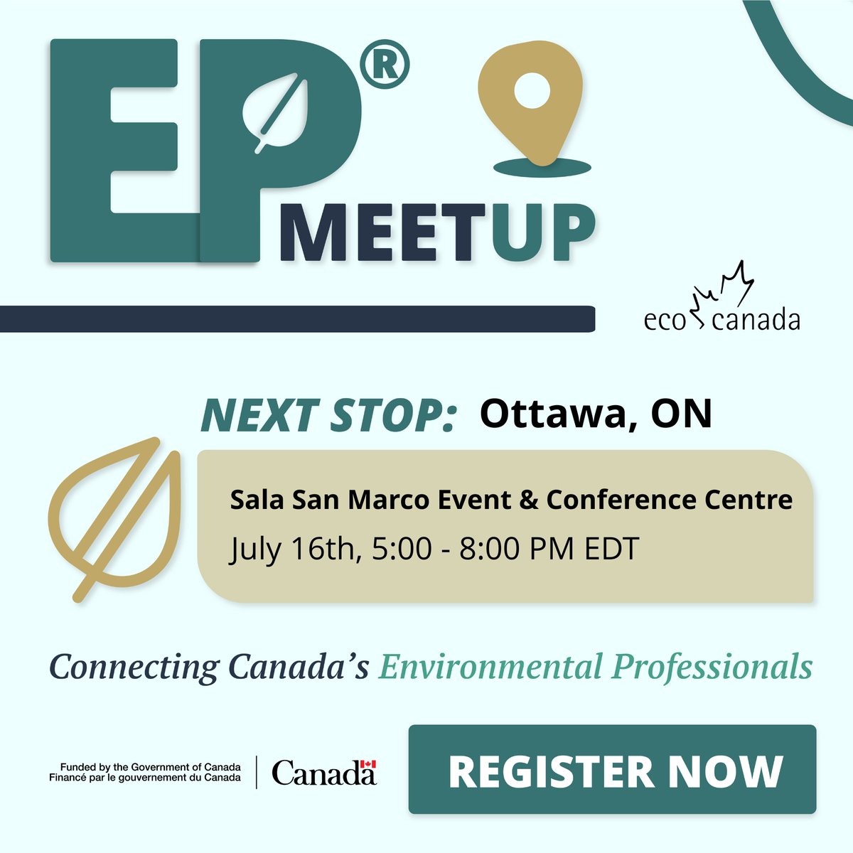 ecocanada's tweet image. Join ECO Canada’s FREE EP® Meetup on July 16 in Ottawa!

Network with fellow Environmental Professionals, enjoy great food, and build community. 

📅 July 16, 5:00 - 8:00 PM
📍Sala San Marco Event &amp;amp; Conference Centre
🔗 bit.ly/44piZeN

#EPCommunity