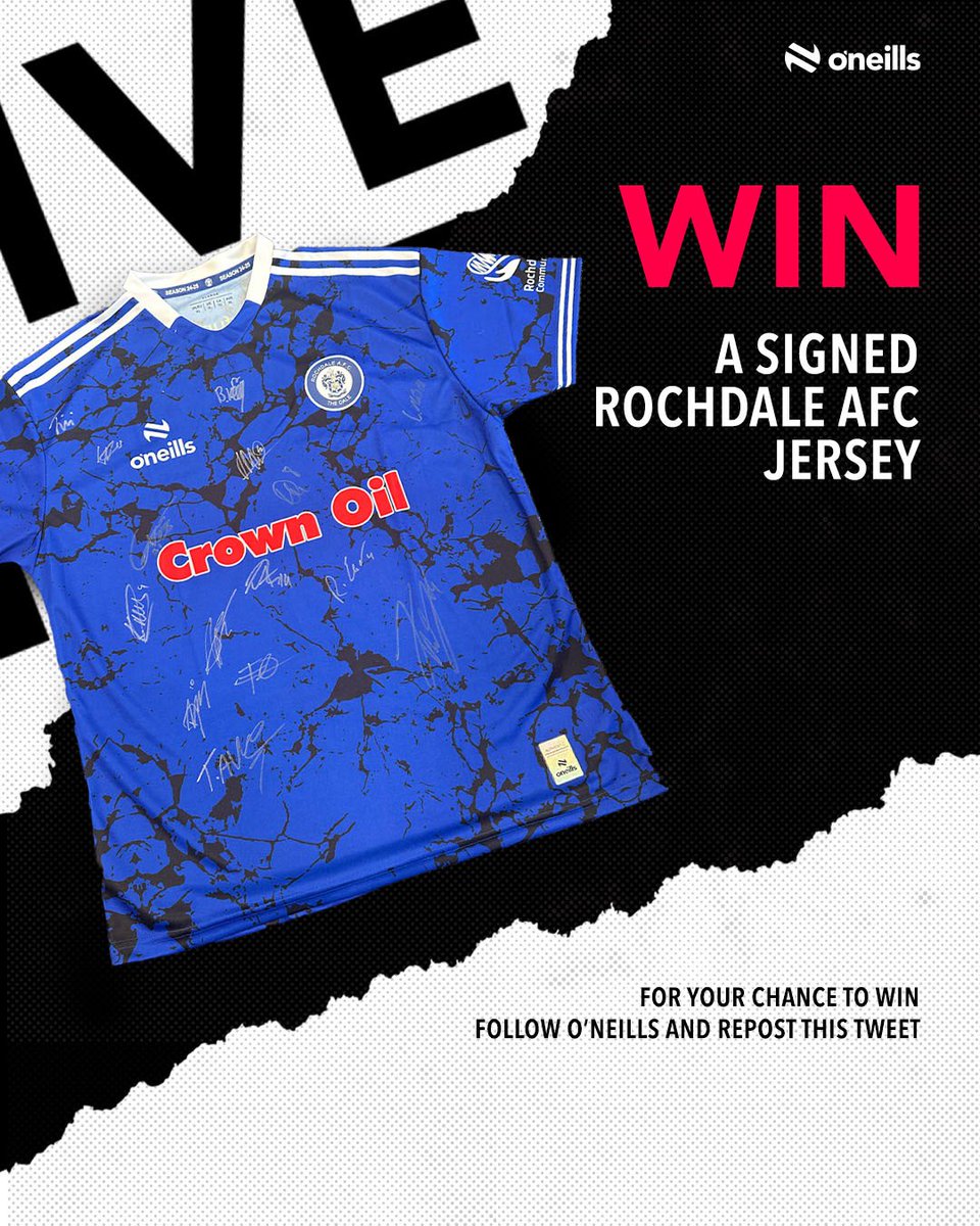 O'Neills Sportswear UK (@oneillssportsuk) on Twitter photo ๐จ Competition time ๐จโฏย
Want to win a SIGNED <a href="/officiallydale/">Rochdale AFC</a> Jersey?
To enter the draw:ย
1. Follow OโNeills Sportswear UKโ
2. Repost this tweet โ
ย
Enter again via Facebook & Instagram through the link below:ย
linktr.ee/oneillssportswโฆย
Winner will be announced 28.06.25 ๐จ Competition time ๐จโฏย
Want to win a SIGNED <a href="/officiallydale/">Rochdale AFC</a> Jersey?
To enter the draw:ย
1. Follow OโNeills Sportswear UKโ
2. Repost this tweet โ
ย
Enter again via Facebook & Instagram through the link below:ย
linktr.ee/oneillssportswโฆย
Winner will be announced 28.06.25