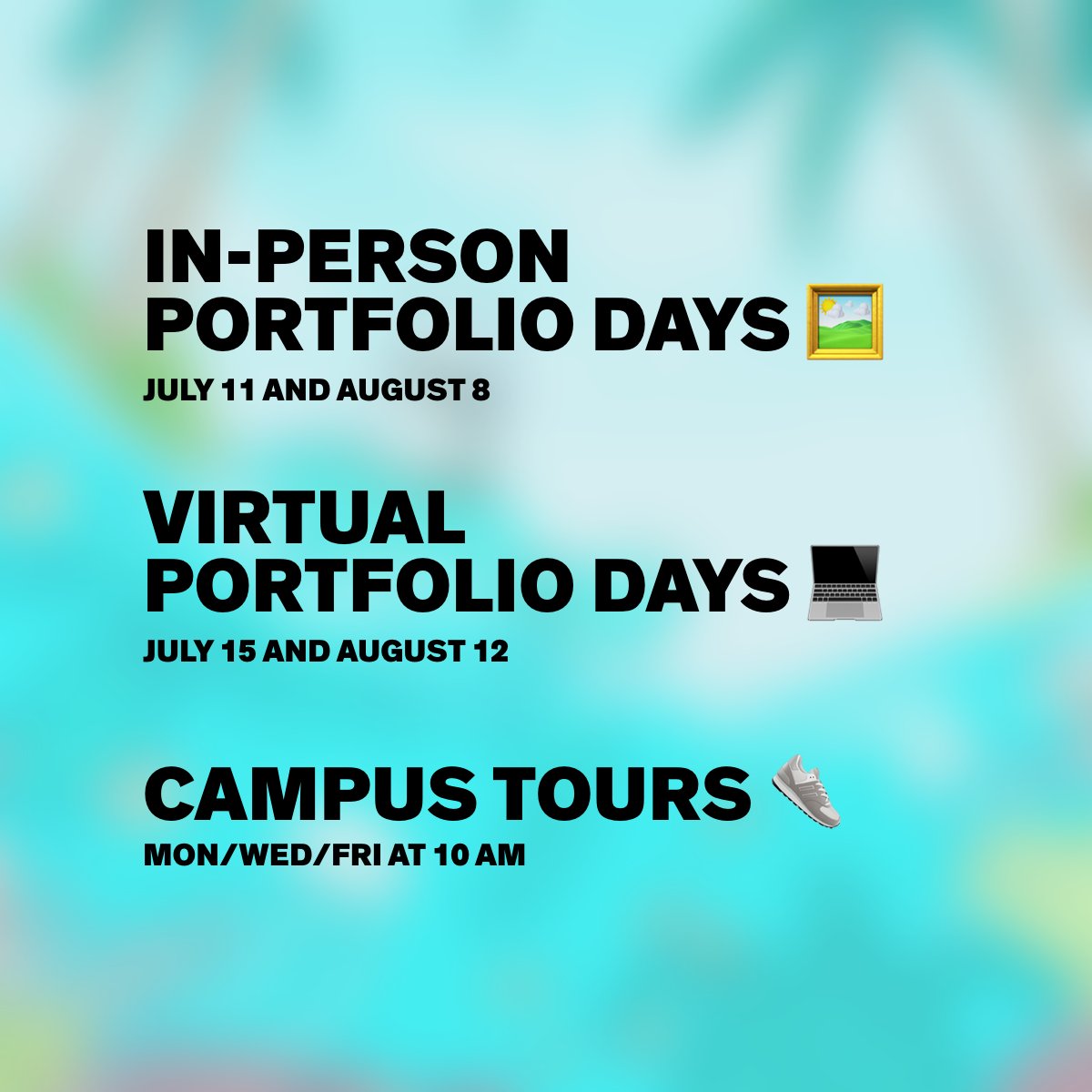 Discover MICA your way this summer! ☀️ Join us for in-person and virtual portfolio days, plus campus tours. Get hands-on feedback and experience life at MICA. Don’t miss out—RSVP today! 🔗 apply.mica.edu/portal/on_camp…