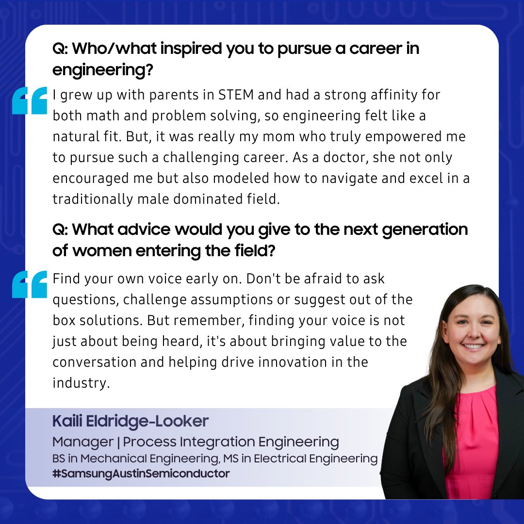 Happy #WomenInEngineeringDay! 🎉 Meet Kaili Eldridge-Looker, manager on our Process Integration Engineering team. She inspires women to "find your own voice" in STEM.
