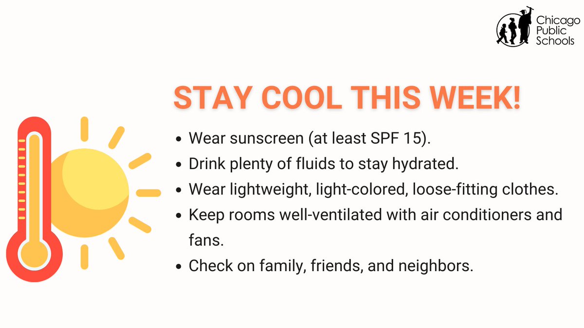 ChiPubSchools's tweet image. The @NWSChicago is predicting oppressive heat for Chicago, beginning Sat., 6/20 - Mon. 6/23. Have a plan for you and your loved ones to stay cool and safe in the upcoming days. Stay updated with these City partners for resources, cooling centers, and tips:
@ChicagoOEMC…