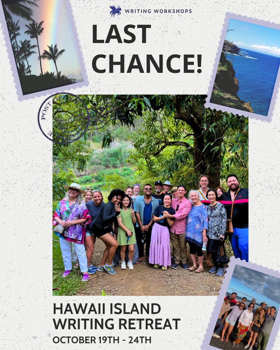WritingWorkshops.com (@writingworkshps) on Twitter photo Adventurous storytellers! 
Craving a spontaneous escape to paradise? There’s still time to join our "Finding Your Voice: Hawaii Island Writing Retreat!"
We take off on October 19th! 
Don’t wait; reserve your spot today! Applications close soon! 🌴✍️🌞
buff.ly/9mToSvh Adventurous storytellers! 
Craving a spontaneous escape to paradise? There’s still time to join our "Finding Your Voice: Hawaii Island Writing Retreat!"
We take off on October 19th! 
Don’t wait; reserve your spot today! Applications close soon! 🌴✍️🌞
buff.ly/9mToSvh
