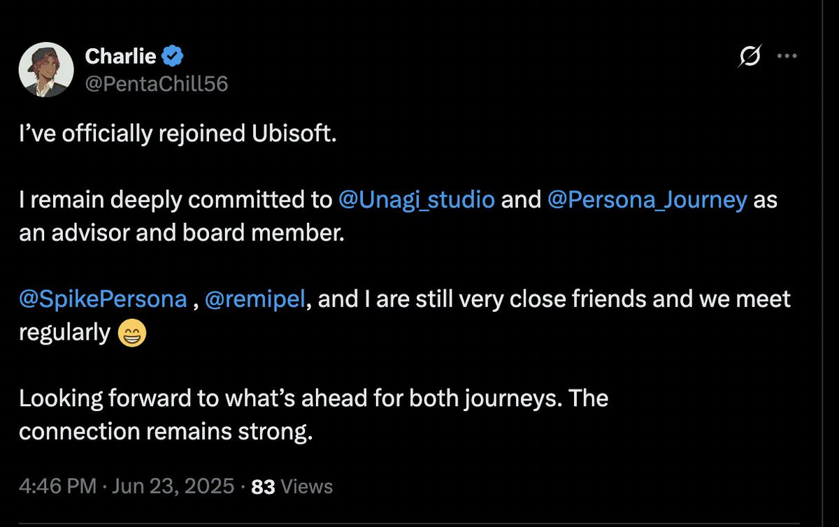 The rats are leaving the sinking ship.

The failing son goes back to daddy.

You will be remembered, Charlie. It's quite easy, as everything you touch turns to shit.

<a href="/Persona_Journey/">Persona</a> is over soon, mark my words.
