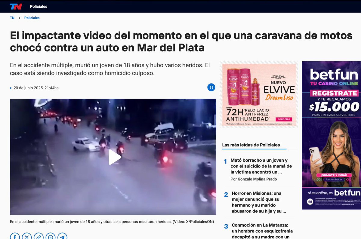 YO TENGO CLARÍSIMO DE QUÉ LADO ESTOY

El “joven de 18 años” que murió “trágicamente” en una “caravana” TENÍA CAUSAS POR ROBOS: de motos en poblado y en banda, y de ópticas de camionetas. O sea que mientras los hombres que laburan con chatas en la construcción, en la producción y