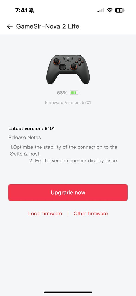 ajbarse's tweet photo. @mygamesir Update 23 March. The new firmware that came out this morning addresses the re-pairing issues. 👍🏼 Now the Nova 2 lite can just connect as normal. Still no wake from sleep though. https://t.co/x9J5PwNXuS