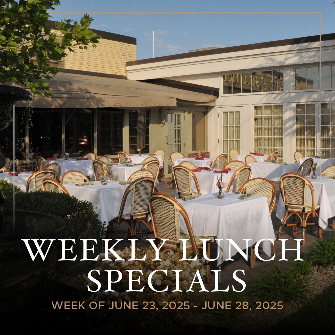 This week's lunch specials are now available! Enjoy Chicken Vermouth or Tournedos à la Bordelaise. Visit us or explore the full menu online: bit.ly/3AzqVy0

#CafeEscadrille #BurlingtonMA #NewEnglandEats #RestaurantLife #DiningOut