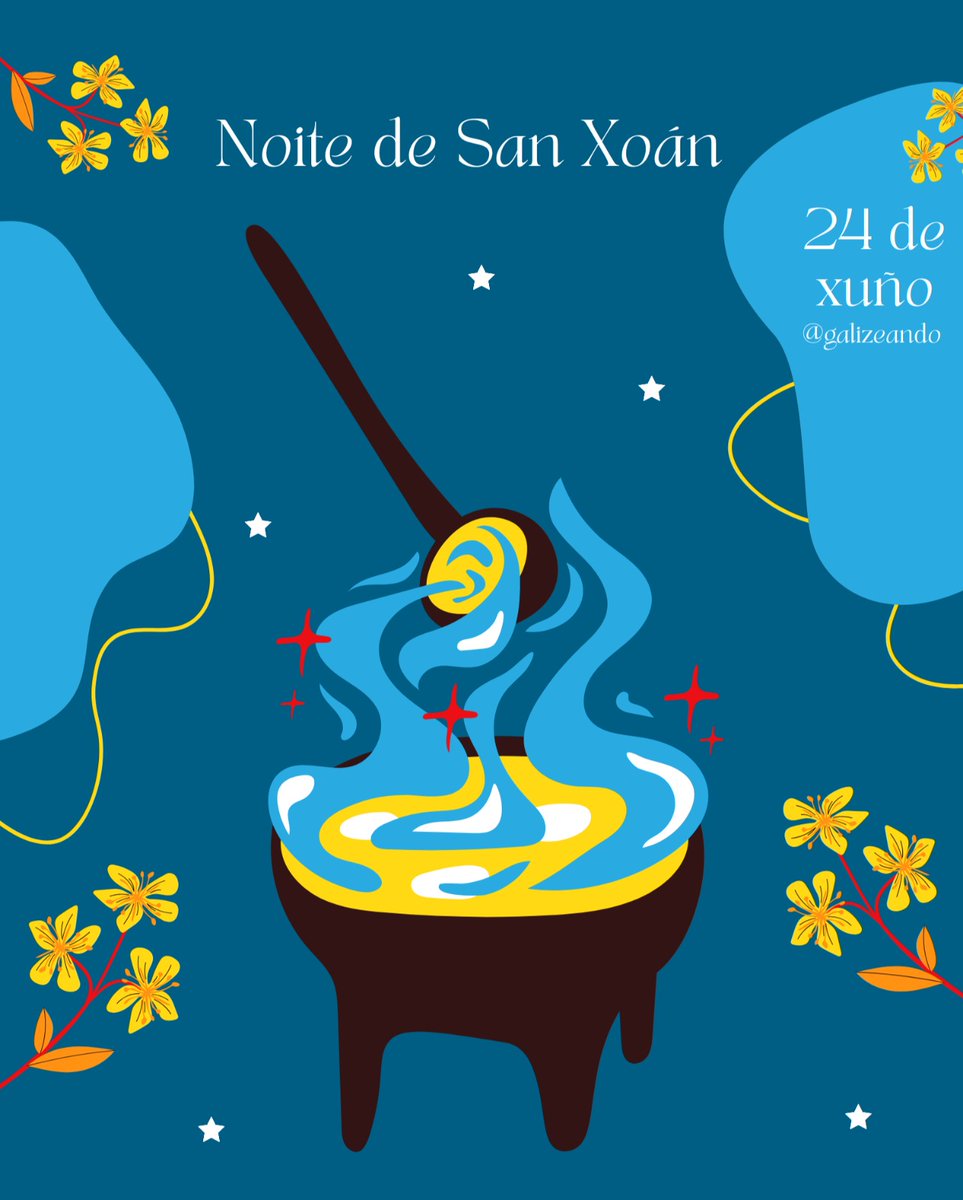 🔥 Hoxe é a noite de #SanXoan‼️✨ Na noite do solsticio ☀️, #Galicia enchése de lume 🔥, auga 💧 e herbas máxicas 🌿🌼.
É a #NoiteMeiga 🌙🧙‍♀️, onde o máis alá 👻 se mestura co mundo real 🌍

Espanta os malos espíritos 😈 e pide un desexo‼️

📖 Artigo ⤵️
galizeando.com/2016/06/7-curi…