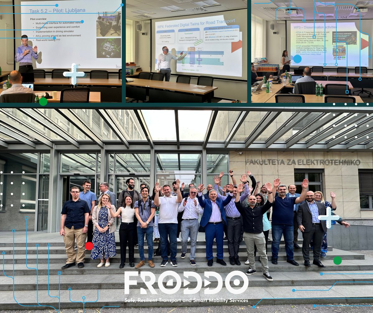 🚗 The #FRODDO project held its 3rd General Assembly Meeting (3-4 June 2025) in Ljubljana! 

Great collaboration, strategic discussions, and innovative CCAM solutions explored.

Discover more here 👉 froddo-project.eu/web/blog/frodd…

#HorizonEU #EUresearch #SmartMobility #CCAM #Innovation
