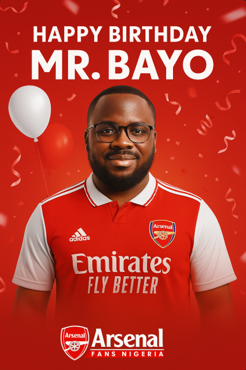 Happy Birthday Gooner, <a href="/mrbayoa1/">Mr Bayo</a>! 🎉

Wishing you a fantastic year ahead filled with success, great health, and joy.

Enjoy your day to the fullest, sir! ❤️⚽