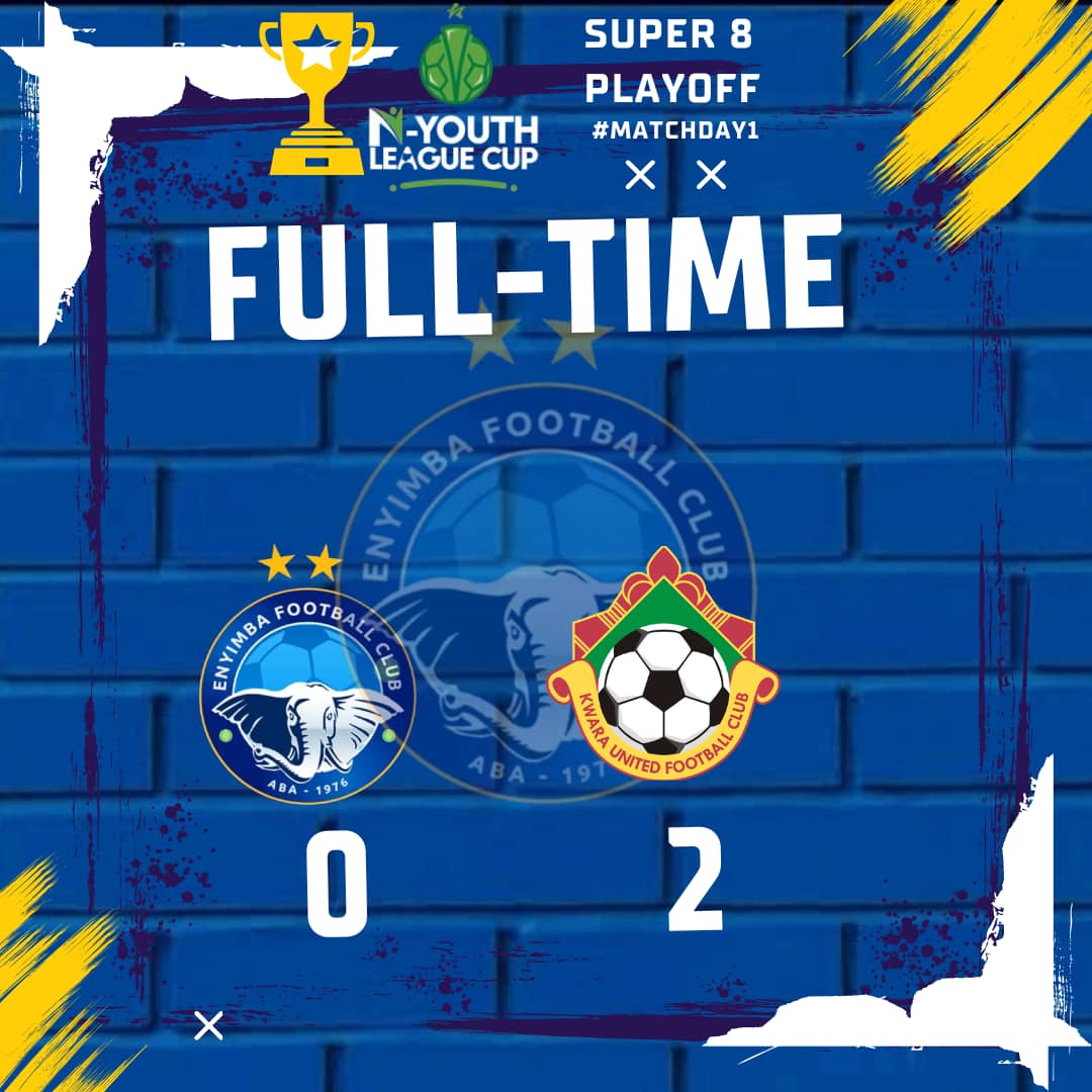 #NYOUTHLEAGUECUP25 #MD1 #ENYKWAU19

Enyimba FC 0 - 2 Kwara United 

"A defeat for the Young Elephants in the first game but we go again tomorrow for the win...

#EnyimbaFCU19

🐘✊