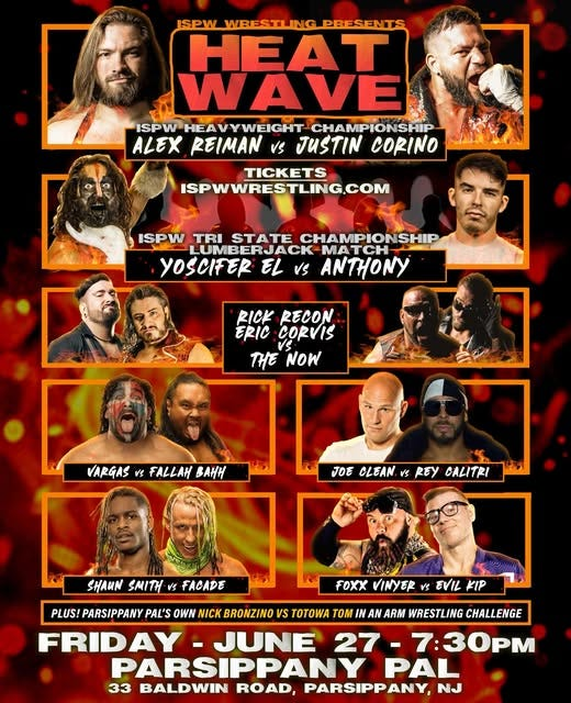 DMV Wrestling News (@dmvwrestlingnws) on Twitter photo This Friday in Parsippany, NJ, <a href="/ISPWWrestling/">ISPW Wrestling</a> presents Heat Wave dmvprowrestling.com/p/friday-ispw-… This Friday in Parsippany, NJ, <a href="/ISPWWrestling/">ISPW Wrestling</a> presents Heat Wave dmvprowrestling.com/p/friday-ispw-…