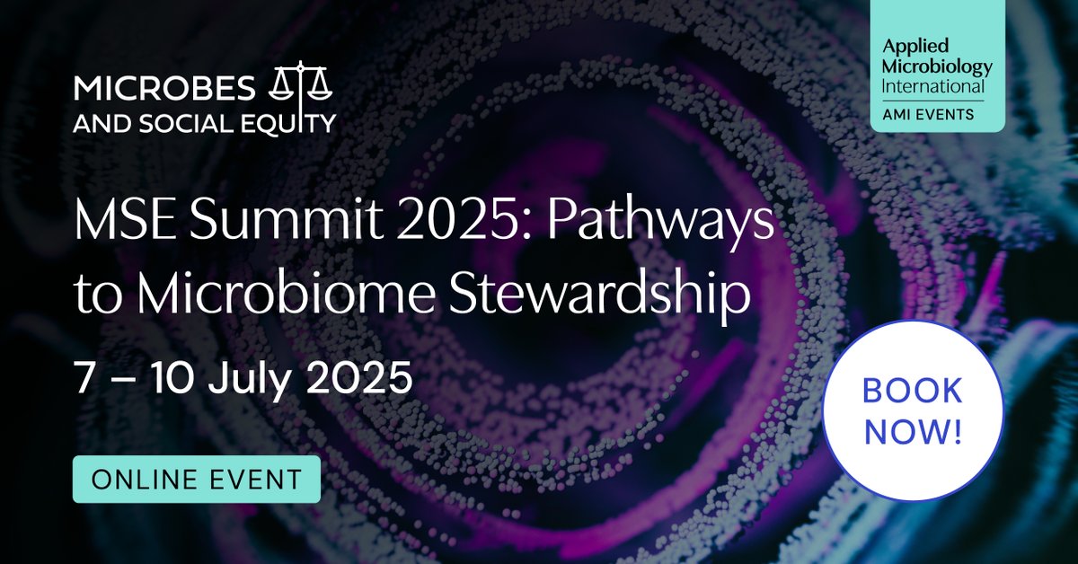The virtual Summit on Microbiome Stewardship is just two weeks away!!!

July 7 - 10, 2025
Webinars and Case Studies (July 7 - 8, 12:00 - 5 pm Eastern)

Interactive Workshops (July 9 - 10, 1:00 - 3:30 pm Eastern):

microbesandsocialequity.org/2025/06/23/the…
