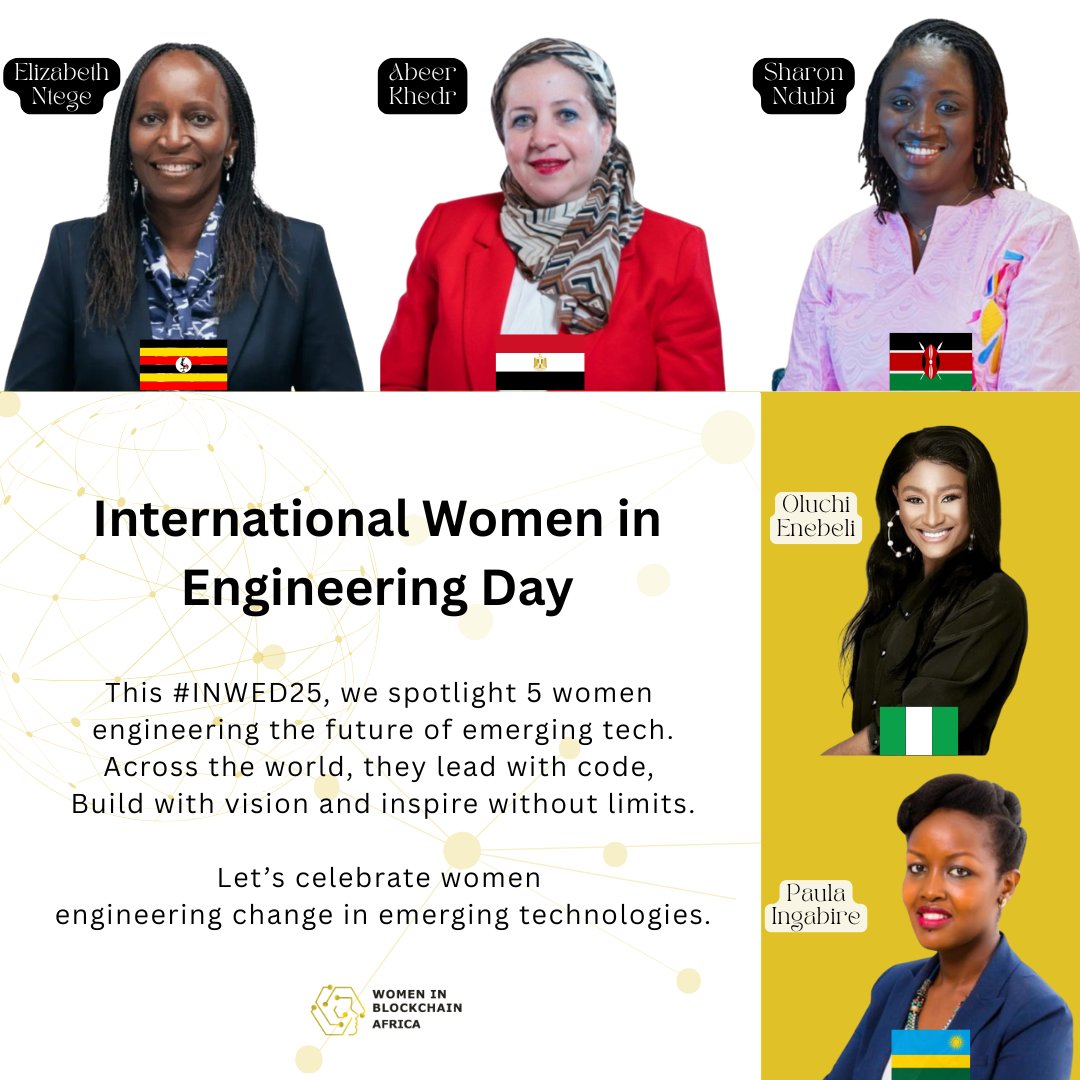 This #INWED25, we celebrate women building the future of tech — through blockchain, code, and innovation.

Engineering isn’t just hardware—it’s vision, systems, and lasting impact.

Here’s to more women shaping tomorrow.
#WomenInEngineering #WIBA #WIBAFRICA #Blockchain #STEM