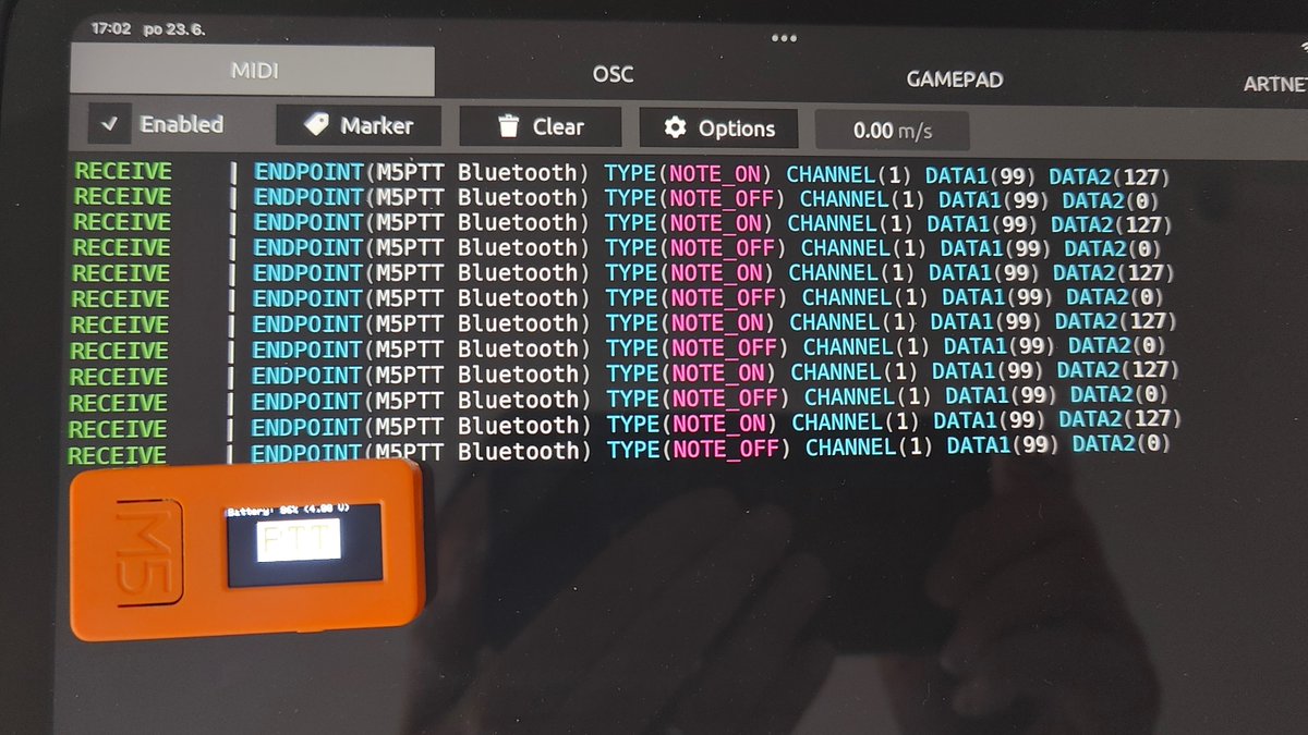 Custom BLE MIDI controller based on #M5StickC allows connect footswitch to #SmartSDR on IPad #FLEXRADIO #ARDUINO #M5Stack #HAMARDIO #DIY