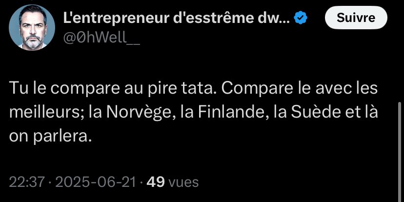leouereux's tweet image. Notre entrepreneur d’extrême droite, @0hWell__ , un autre coucou 🏴☠️ qui bloque les gens à la fraction de seconde qu’il est confronté à des faits et statistiques, et non aux discours vides de @mauraislive et @Jefffillion