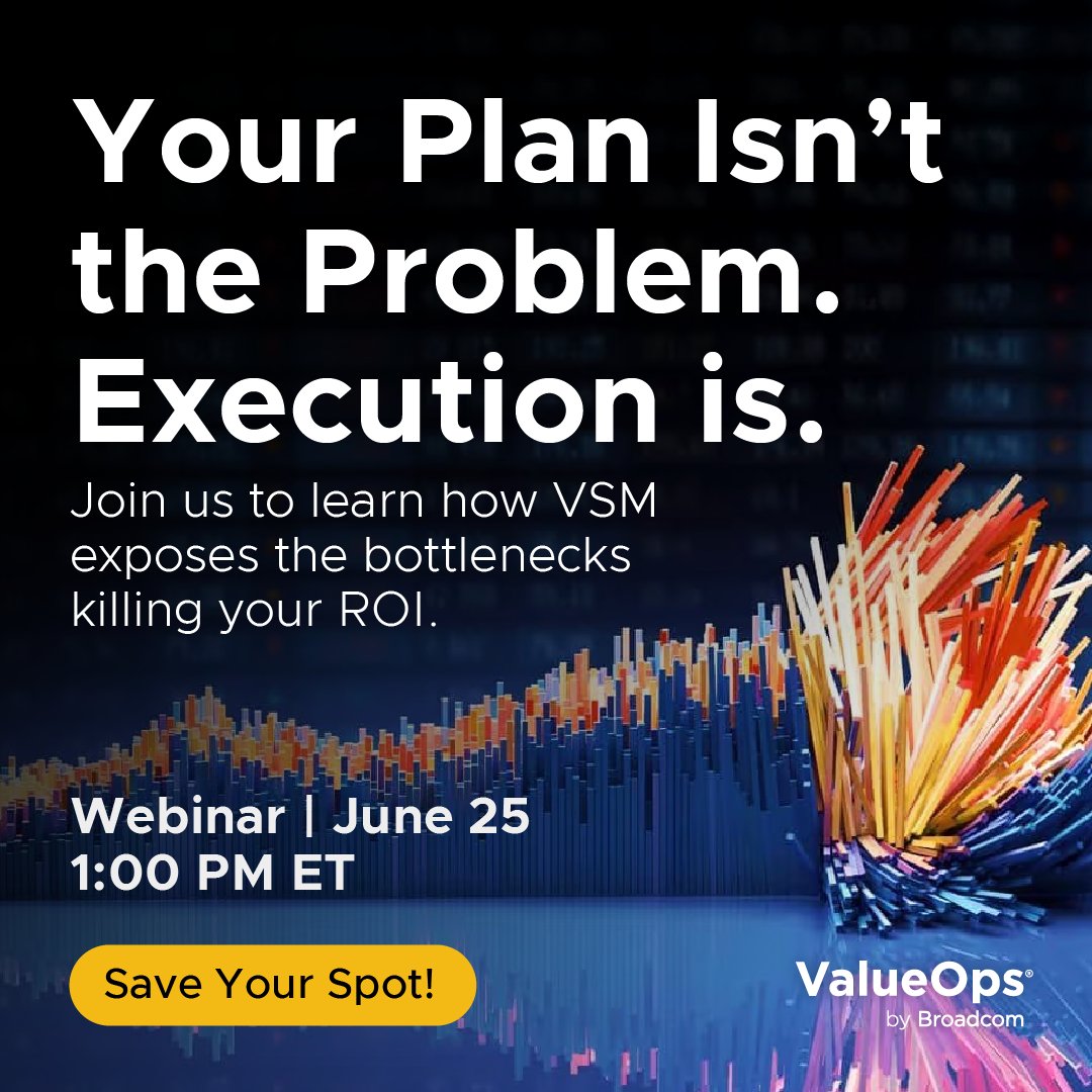 Happening tomorrow!

Why do 70% of digital investments fail?

Join Lisamarie Manso &amp; Emma Price from Broadcom ValueOps to learn how VSM drives visibility, alignment, and real results.

Register now: brighttalk.com/webcast/6505/6…

#ValueStreamManagement #DigitalTransformation