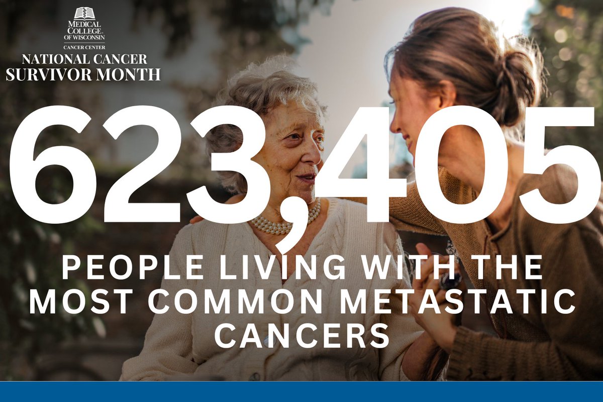 MCWCancerCenter's tweet image. 623,405 people are living with metastatic breast, prostate, lung, colorectal, & bladder cancer. That number is expected to increase to 693,452 by years end.
At @MedicalCollege Cancer Center, our researchers & clinicians are working to improve outcomes.
cancer.mcw.edu/researchers-an…