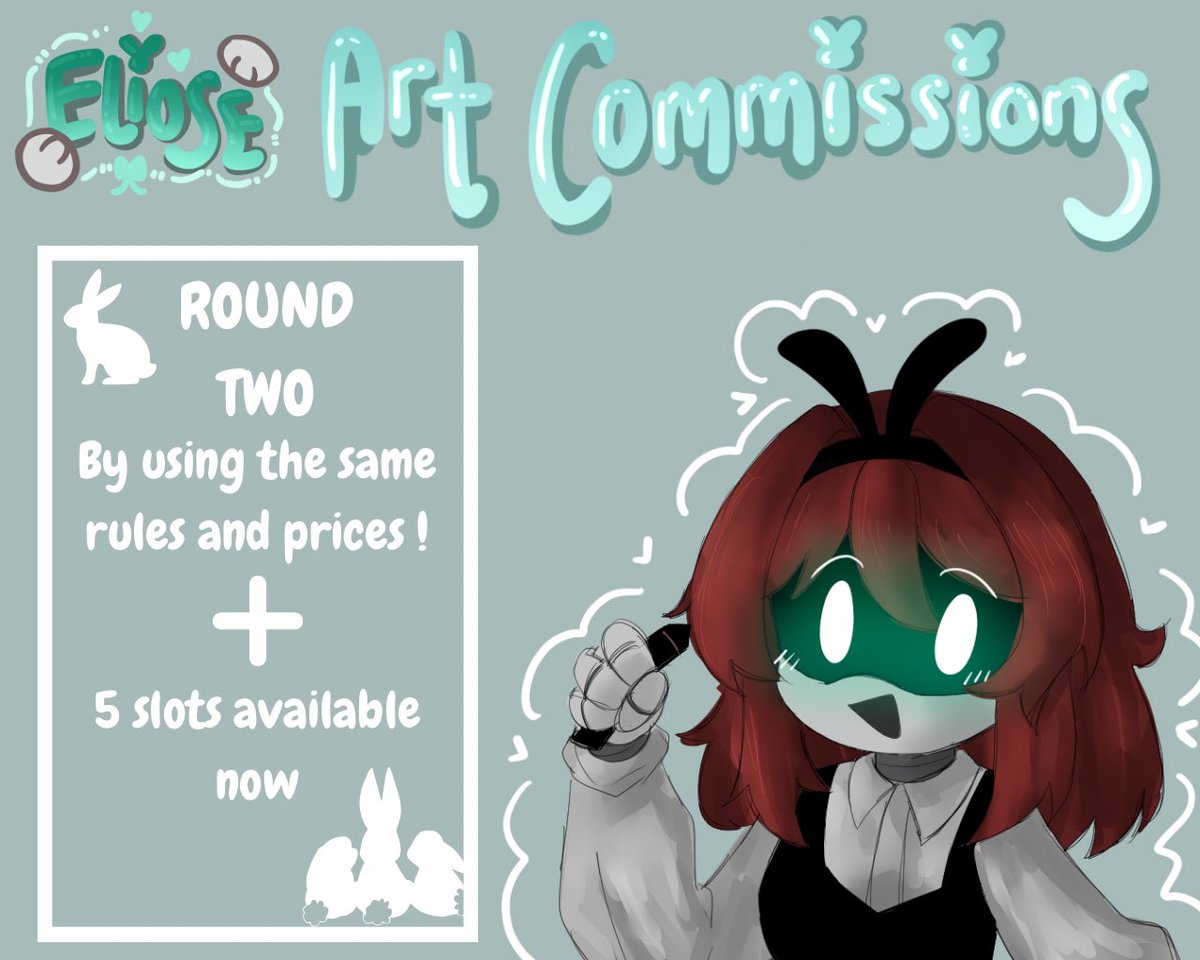 eliosearts's tweet image. 🐇 Eliose’s Art Commissions “Round Two” are now open!!

(0/5 slots are available)
🩵 More Information are available under the thread 🧵 

#mdtwt #murderdrones #artcommission #commissionsopen