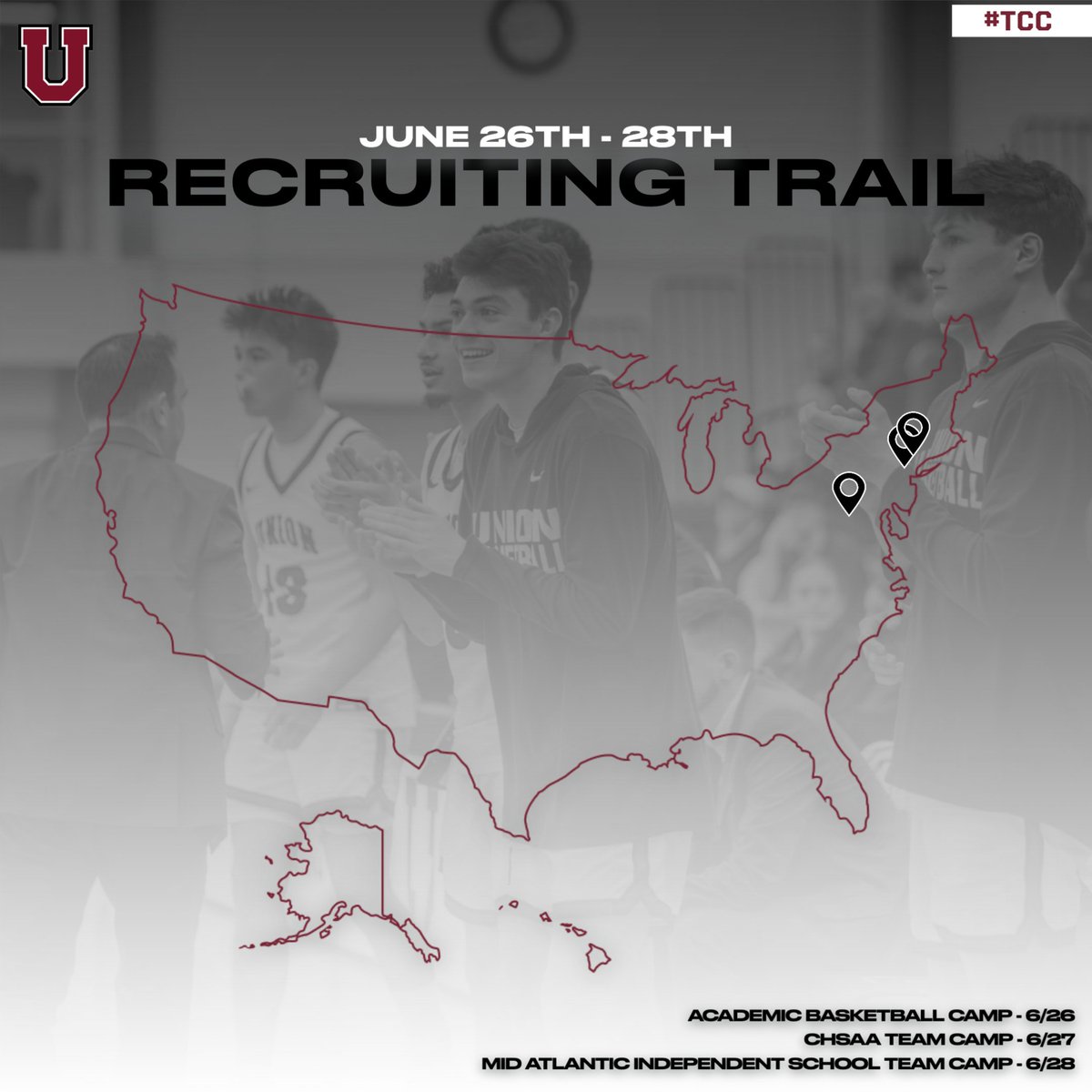 Union College Men's Basketball (@unionmbb) on Twitter photo Union Men's Basketball is hitting the road this weekend! We will be at three different events:
•Academic Basketball Camp at Sarah Lawrence
•CHSAA Team Camp at Iona Prep
•Mid Atlantic ISTC in Allentown PA.
DM or Email us at Toledanm@Union.edu if you will be there!
#GoU #TCC Union Men's Basketball is hitting the road this weekend! We will be at three different events:
•Academic Basketball Camp at Sarah Lawrence
•CHSAA Team Camp at Iona Prep
•Mid Atlantic ISTC in Allentown PA.
DM or Email us at Toledanm@Union.edu if you will be there!
#GoU #TCC