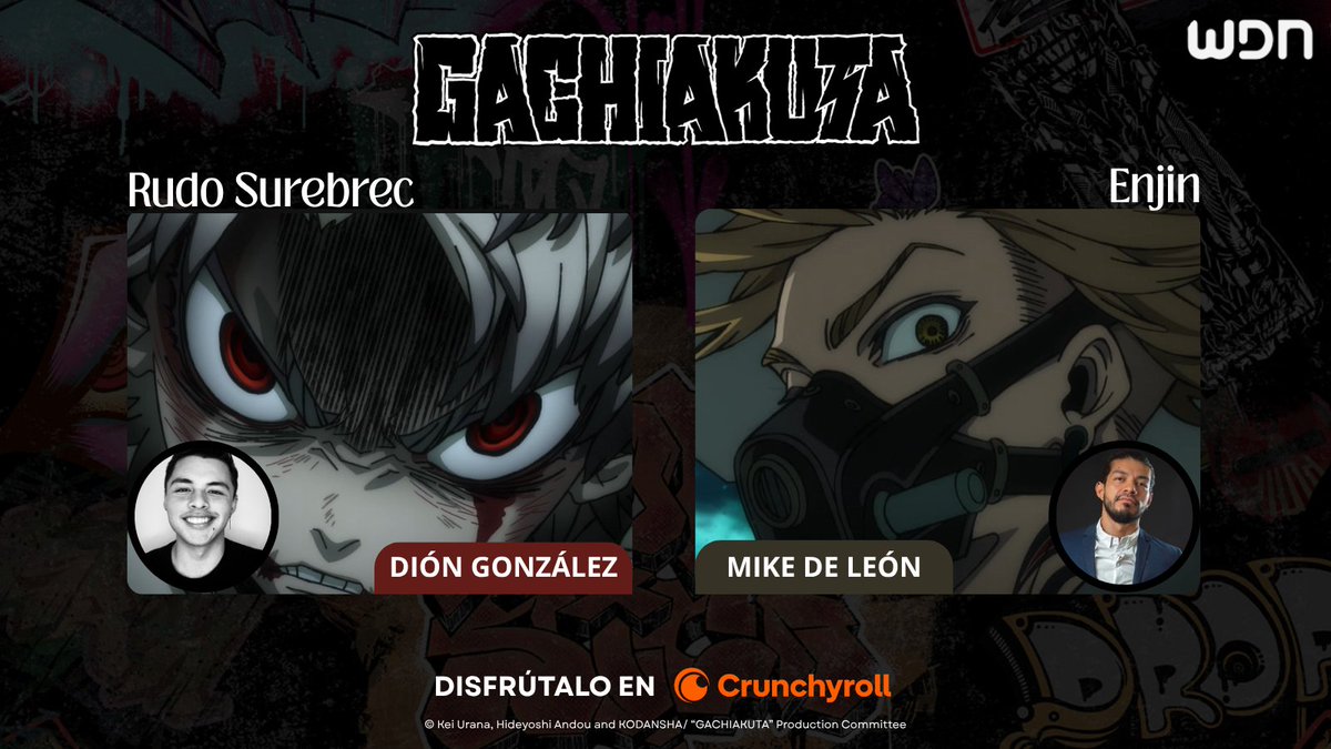 WDN ES - World Dubbing News (@wdn_es) on Twitter photo ¡Regresa del abismo del Infierno para cambiar este mundo miserable! 🔥
¡El doblaje de Gachiakuta llega el 6 de julio a Crunchyroll! 🧡
💥 <a href="/Dion_Gonzalez99/">DIÓN</a> como Rudo.
💥 <a href="/elmikedeleon/">Miguel de León</a> como Enjin. ¡Regresa del abismo del Infierno para cambiar este mundo miserable! 🔥
¡El doblaje de Gachiakuta llega el 6 de julio a Crunchyroll! 🧡
💥 <a href="/Dion_Gonzalez99/">DIÓN</a> como Rudo.
💥 <a href="/elmikedeleon/">Miguel de León</a> como Enjin.