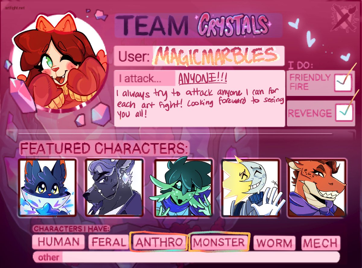 marmarblesz's tweet image. Crystal time!! Looking forward to seeing you all this art fight!! 
#artfight2025