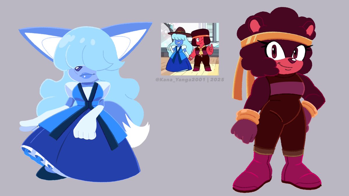 KiminaFoxArt's tweet photo. Sonic The Hedgehog X Steven Universe Future ⭐️

Sapphire The Fennec fox💙 &amp;  Ruby The Bear❤️

#CartoonNetwork #StevenUniverse 
#SonicTheHedgehog #Sonicstyle https://t.co/lAVotBgYAf