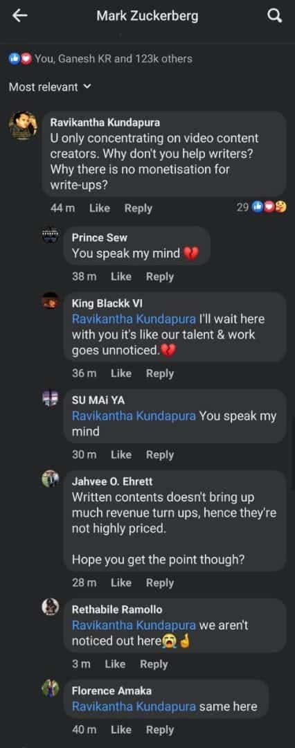 ಮೂರು ವರ್ಷಗಳ ಹಿಂದೆ ಫೇಸ್‌ಬುಕ್‌ನಲ್ಲಿ ಬರೀ ವಿಡಿಯೋಗೆ ಮಾತ್ರ ಮಾನಿಟೈಸೇಷನ್ ಇತ್ತು. ಬರವಣಿಗೆಗೆ ಯಾಕಿಲ್ಲ ಅಂತ ಪ್ರಶ್ನಿಸಿದ್ದೆ, ಹಲವಾರು ದೇಶಗಳ ಜನರು ದನಿಗೂಡಿಸಿದ್ದರು. ಈಗ ಫೇಸ್‌ಬುಕ್‌ನಲ್ಲಿ ಬರಹ/ಫೋಟೋಗೂ ಮಾನಿಟೈಸೇಷನ್ ಇದೆ‌..😊