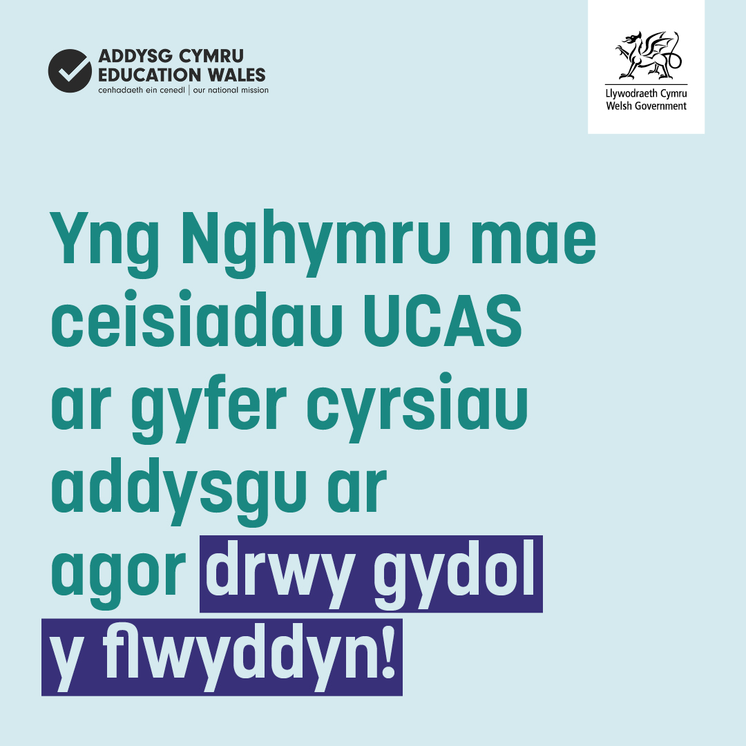 AddysguCymru's tweet image. Mae chwilotwr cyrsiau UCAS yn fyw nawr!
digital.ucas.com/coursedisplay/…
Hefyd, mae ceisiadau ar gyfer rhaglenni addysgu yng Nghymru ar agor drwy gydol y flwyddyn.
Gwna gais heddiw 📅
#AddysguCymru
#UCAS
@Athrofa
@ITEcardiffmet
@Prif_Abertawe
@prifysgolbangor