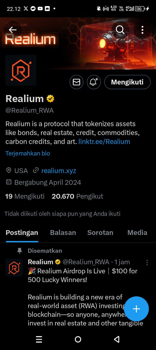 oranglebak's tweet photo. @Realium_RWA Good project 🔥 https://t.co/wEZ8ah8BSa