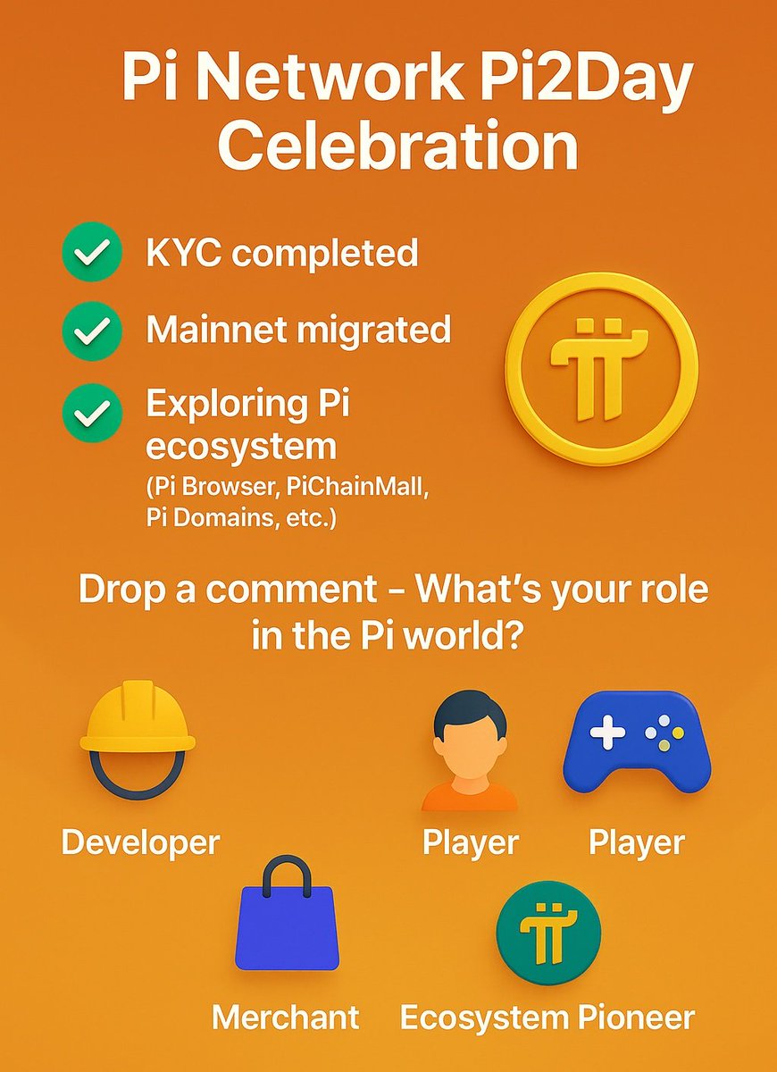 🚀 Pi Network Pi2Day Countdown Has Begun! 🎉
✅ KYC Completed
✅ Mainnet Migrated
✅ Exploring the Pi Ecosystem 🌐
(Pi Browser, PiChainMall, Pi Domains &amp; more)

🌍 The Pi revolution is real and growing!
💬 Drop a comment: What's your role in the Pi world?
👷‍♂️ Developer | 🛍