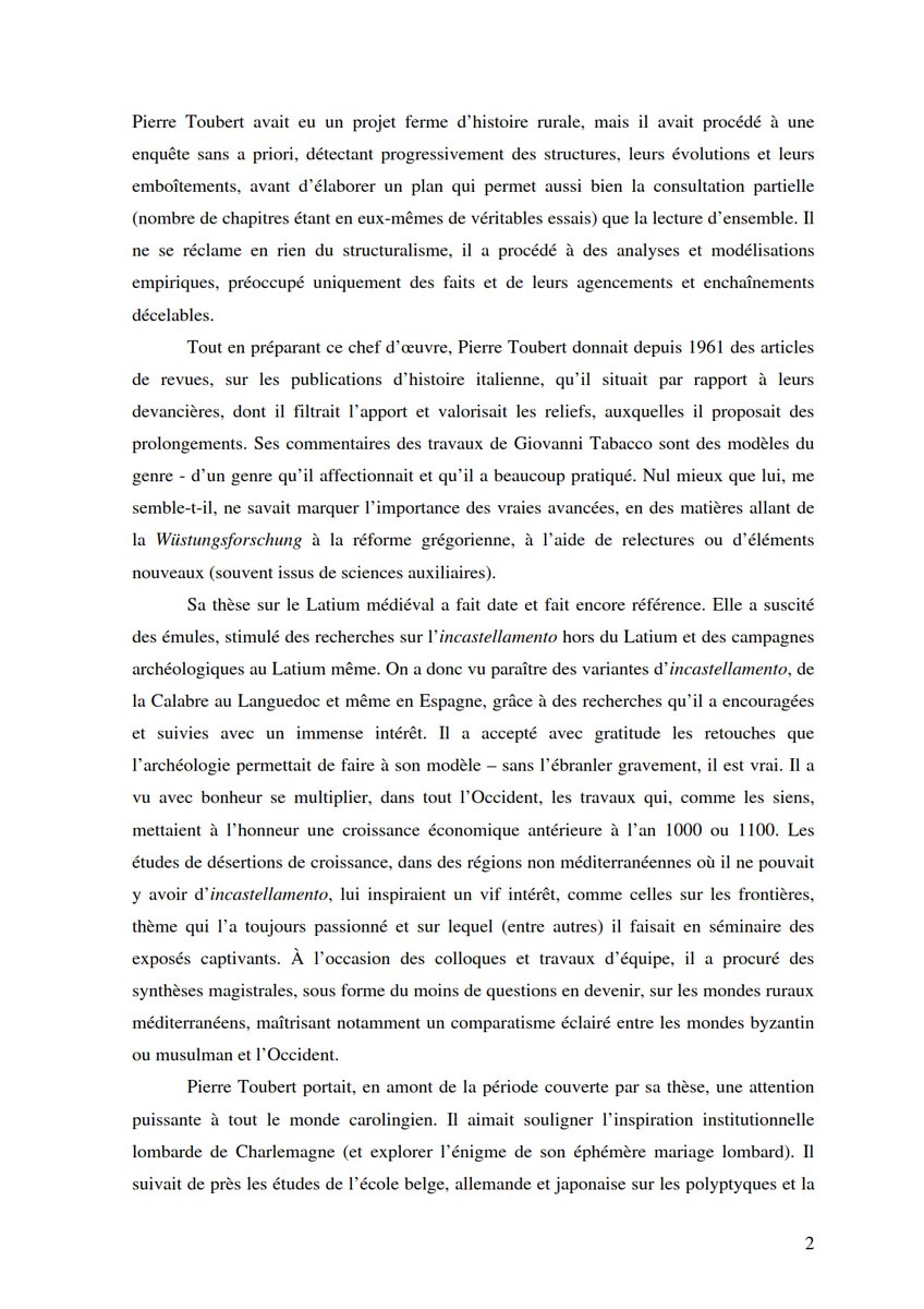 Nécrologie de Pierre Toubert par Dominique Barthélemy pour la SHMESP 1/2