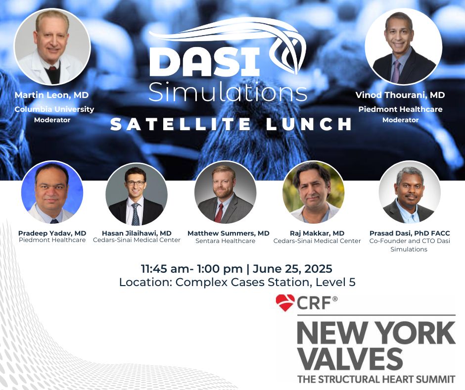 DASI Simulations LLC (@dasisimulations) on Twitter photo Join DASI Simulations at #NYValves2025
We're excited to host a Satellite Lunch, Wednesday June 25th. If you can’t make it to the lunch, no problem — stop by our Hands-On Stations on Level 4 to experience DASI in action.
Add it to your calendar: addevent.com/event/mpf3vxx1… Join DASI Simulations at #NYValves2025
We're excited to host a Satellite Lunch, Wednesday June 25th. If you can’t make it to the lunch, no problem — stop by our Hands-On Stations on Level 4 to experience DASI in action.
Add it to your calendar: addevent.com/event/mpf3vxx1…