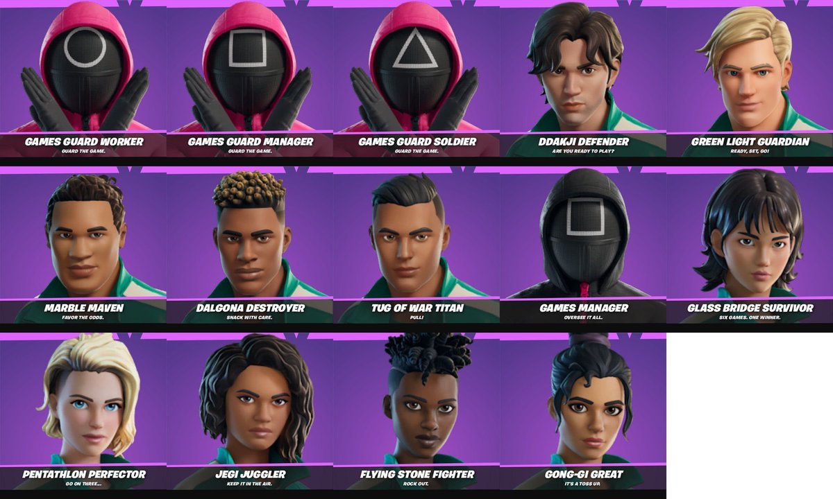 THE SQUID GAMES SKINS ARE SET TO RELEASE IN THE ITEM SHOP ‼️

via: <a href="/Loolo_WRLD/">Loolo | Fortnite Leaks</a> &amp; <a href="/Wensoing/">Wenso</a>