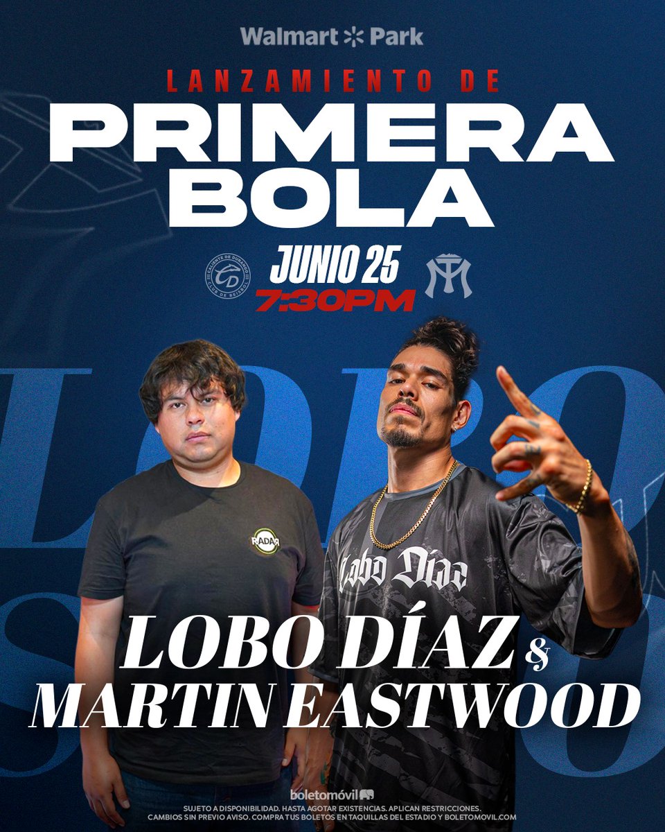¡Martín Eastwood y el Lobo Díaz al Walmart Park! 🏟️

Este par de granujas nos acompañarán a lanzar la primera bola el 25 de junio. 😎🔥

Boletos en 🎟️🎟️ bit.ly/3YfCnX0