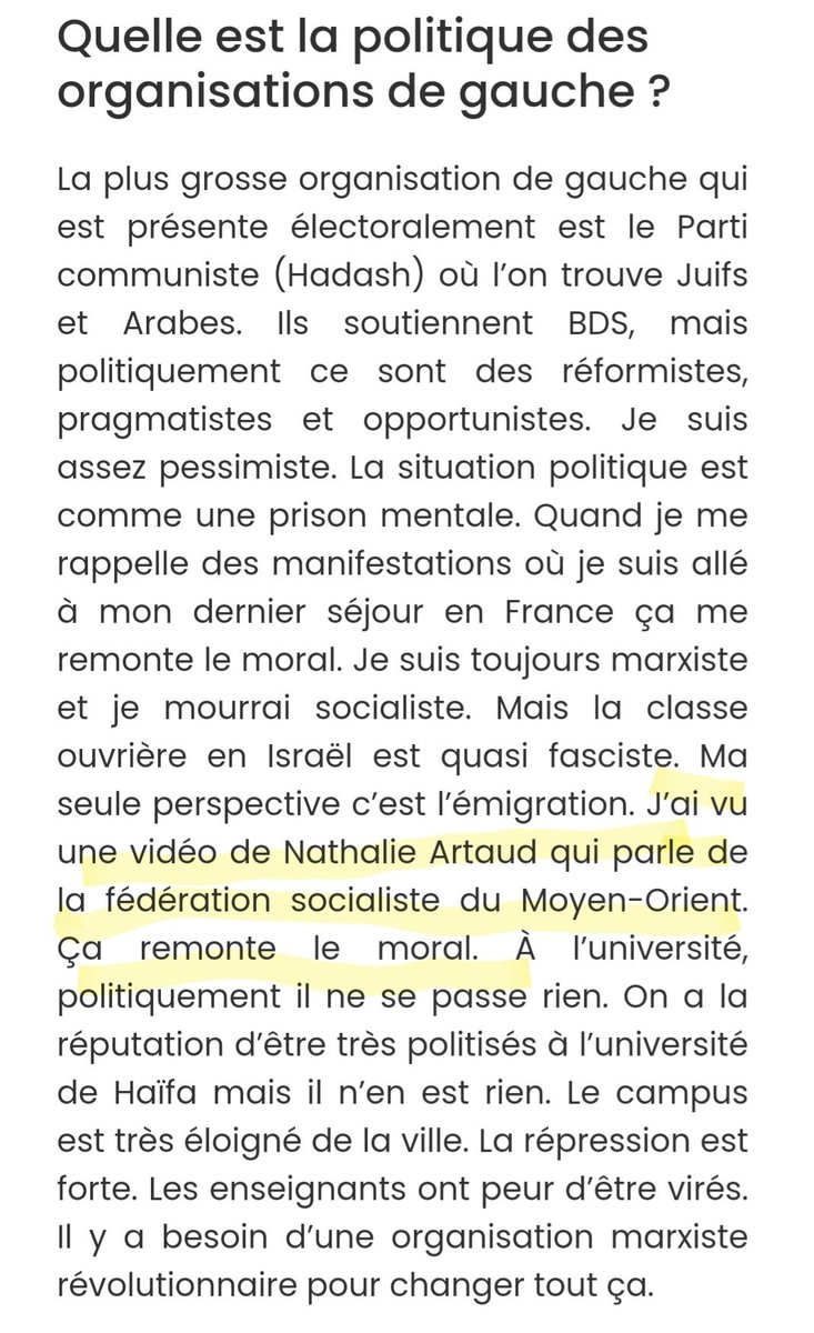 John MarioLO☭🚩 (@marcodebavas) on Twitter photo Interview d’un étudiant israélien militant marxiste dans le journal du NPA-R qui a vu une vidéo de <a href="/n_arthaud/">Nathalie Arthaud</a> parlant d'une fédération socialiste du Moyen-Orient... ✨️
👉npa-revolutionnaires.org/il-y-a-besoin-… Interview d’un étudiant israélien militant marxiste dans le journal du NPA-R qui a vu une vidéo de <a href="/n_arthaud/">Nathalie Arthaud</a> parlant d'une fédération socialiste du Moyen-Orient... ✨️
👉npa-revolutionnaires.org/il-y-a-besoin-…